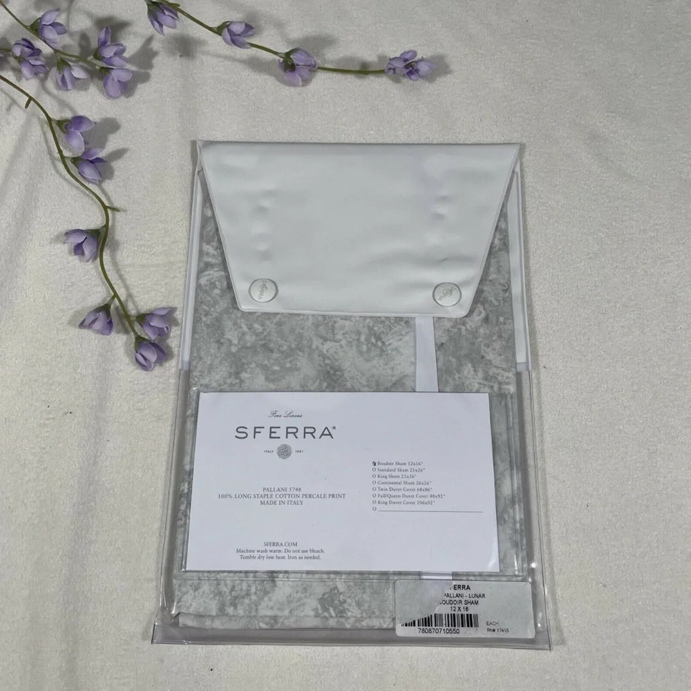 NIB SFERRA Pallani Boudoir Pillow Sham in Lunar‎ Watercolor [SZ 12 x 16 ]